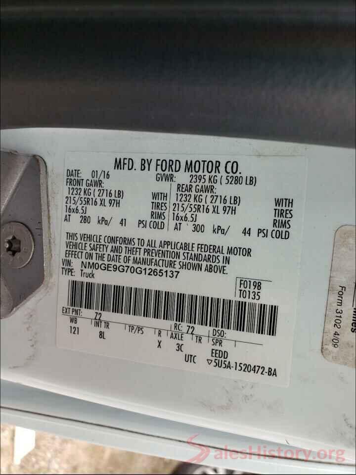 NM0GE9G70G1265137 2016 FORD TRANSIT CO