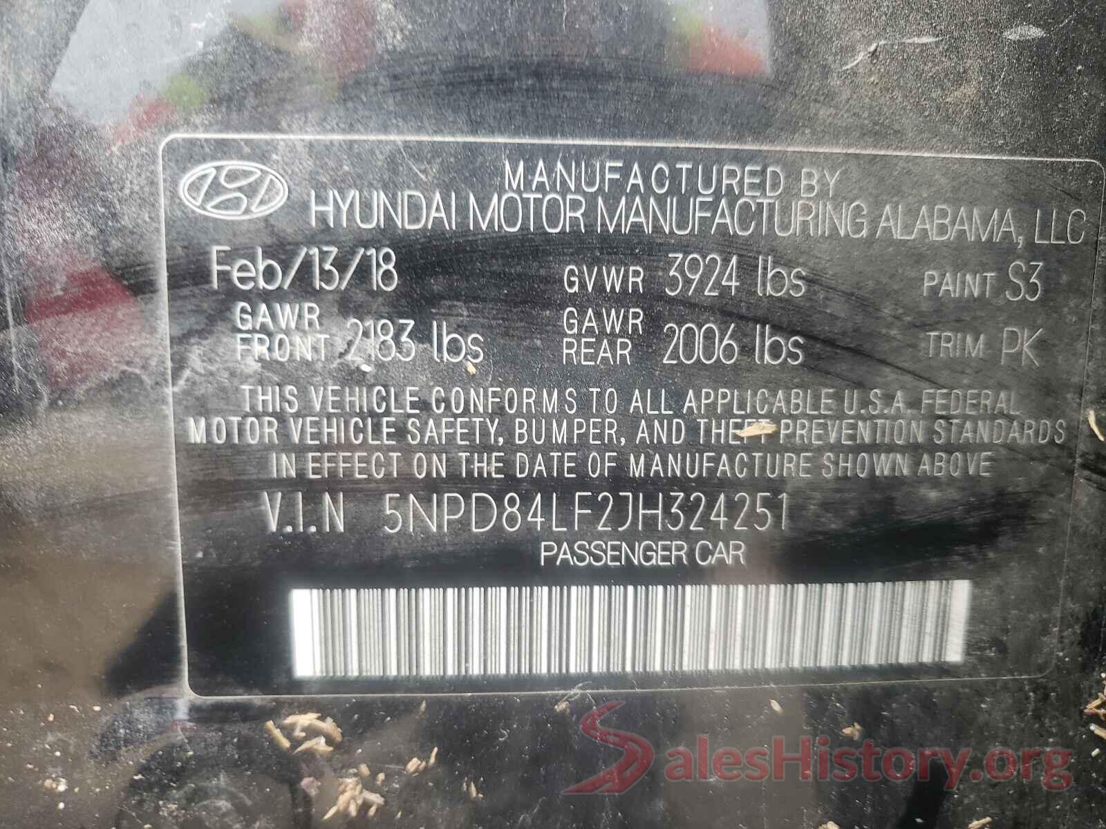 5NPD84LF2JH324251 2018 HYUNDAI ELANTRA