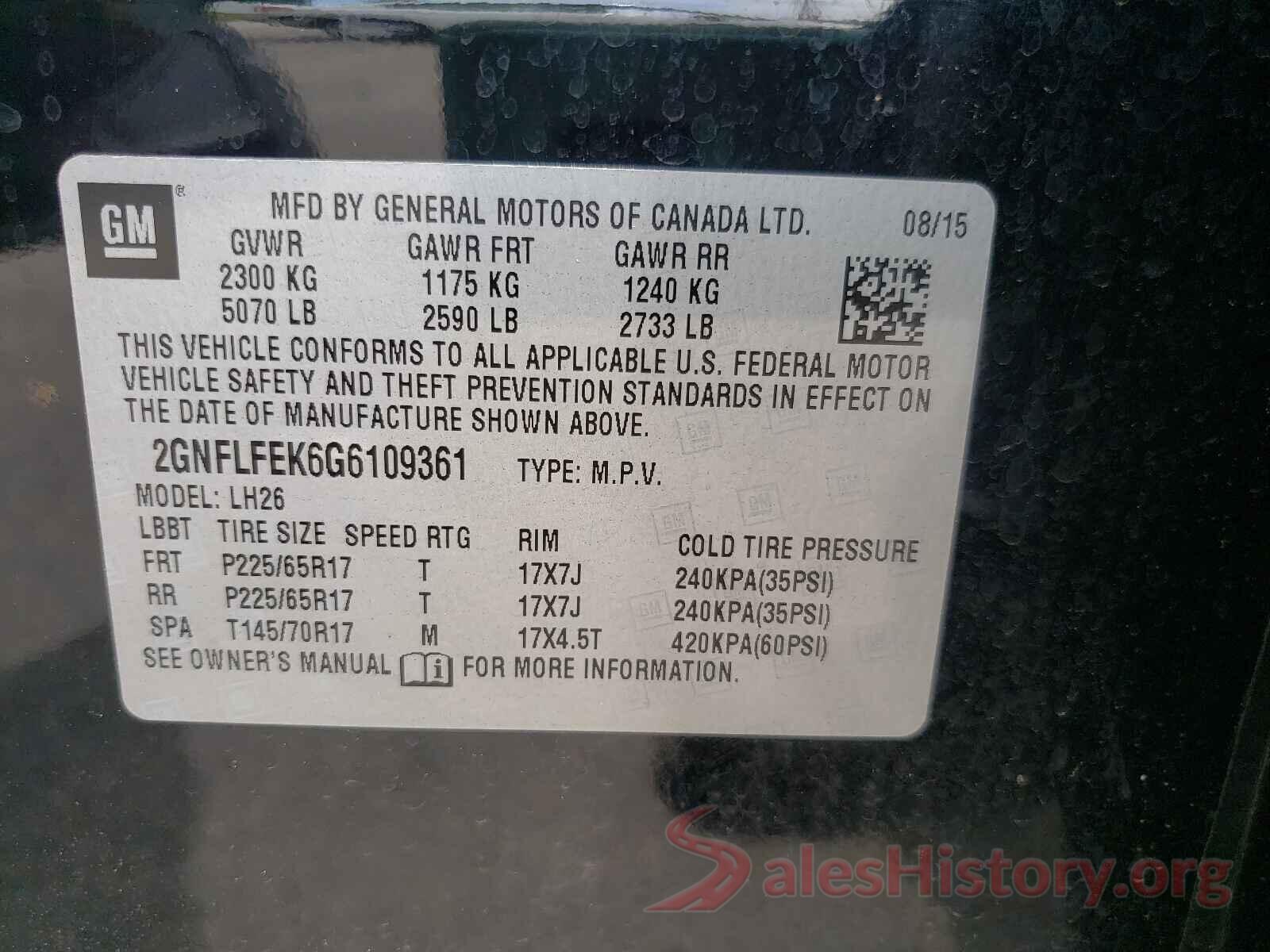 2GNFLFEK6G6109361 2016 CHEVROLET EQUINOX