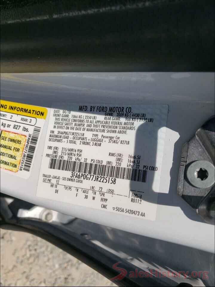 3FA6P0G77JR225158 2018 FORD FUSION