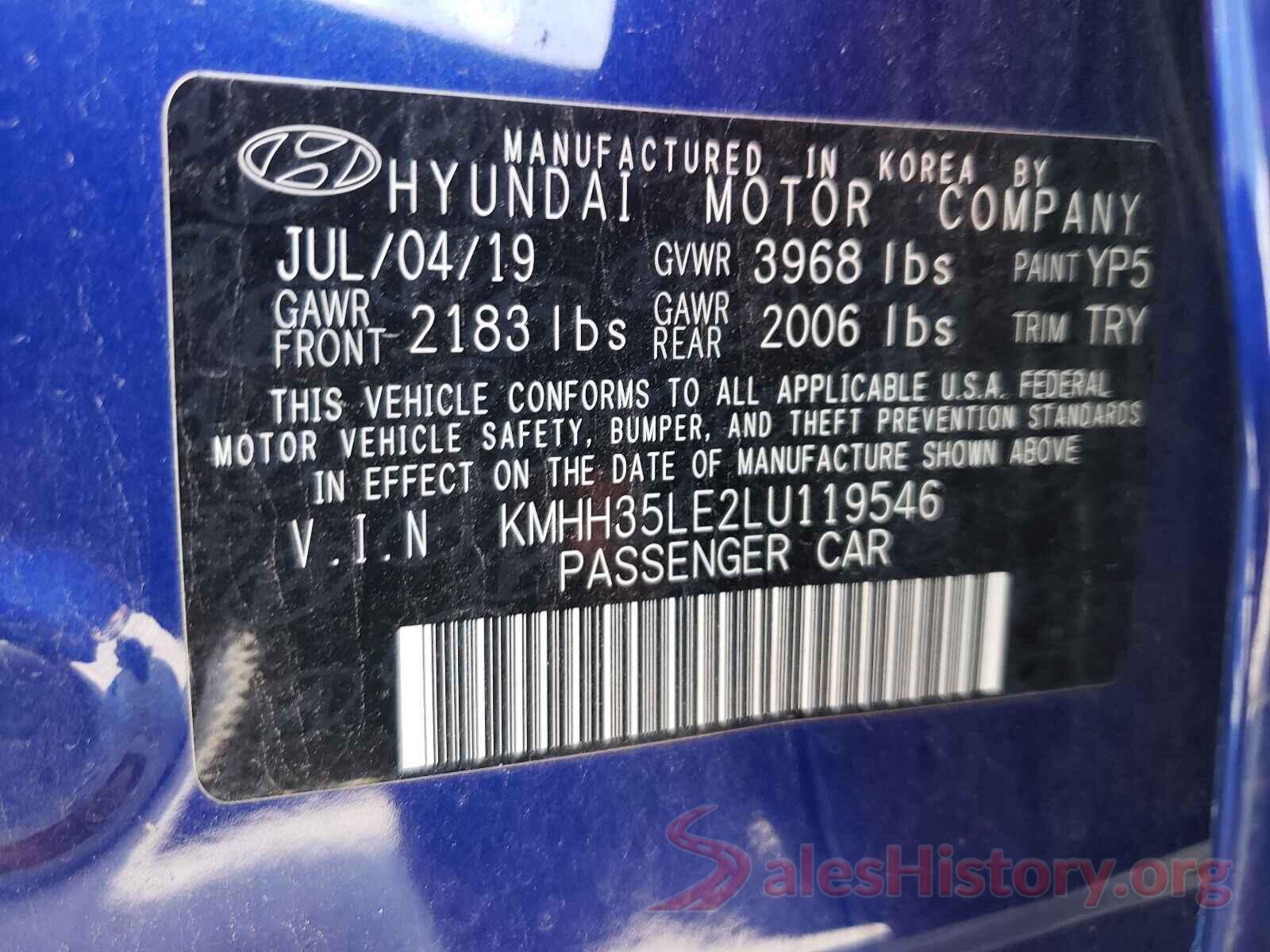 KMHH35LE2LU119546 2020 HYUNDAI ELANTRA