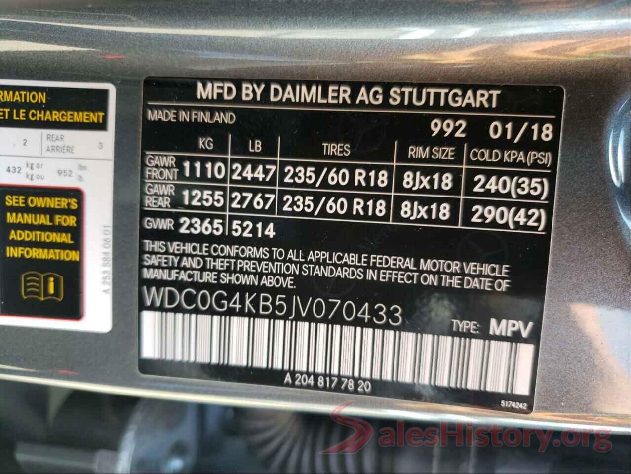 WDC0G4KB5JV070433 2018 MERCEDES-BENZ GLC-CLASS