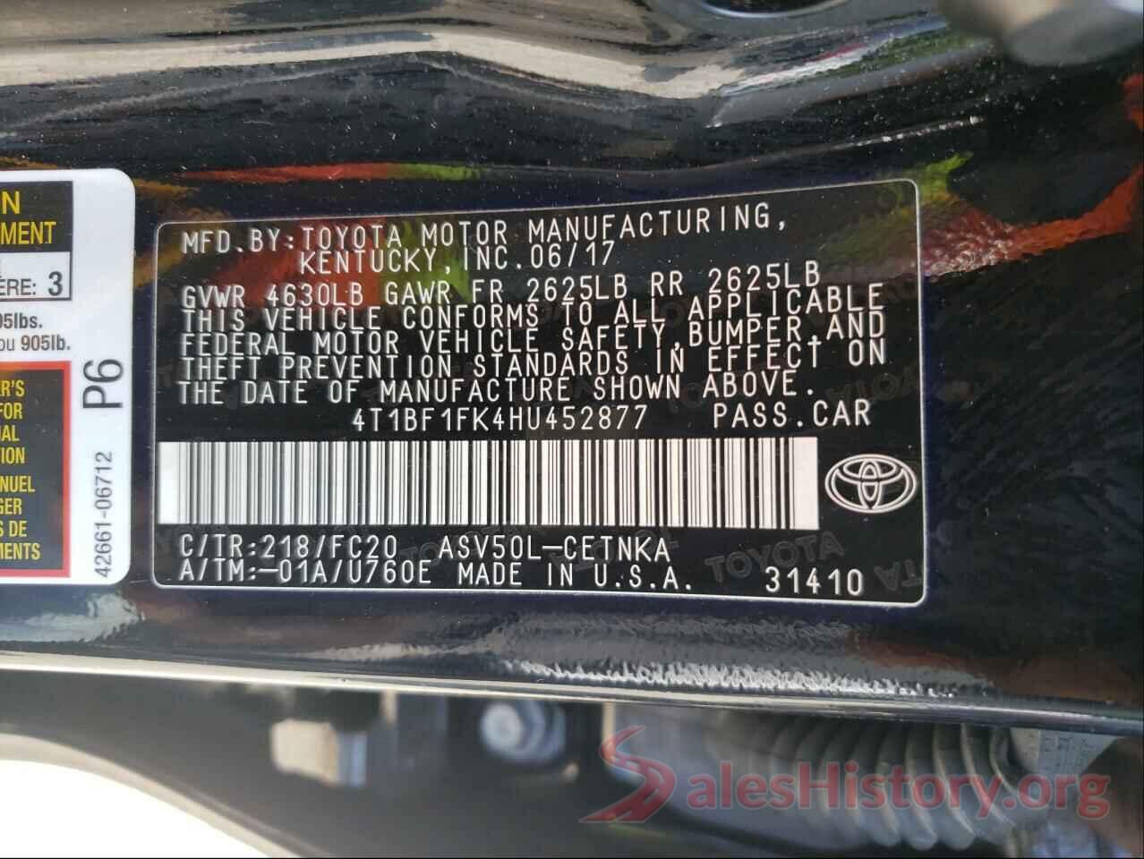 4T1BF1FK4HU452877 2017 TOYOTA CAMRY