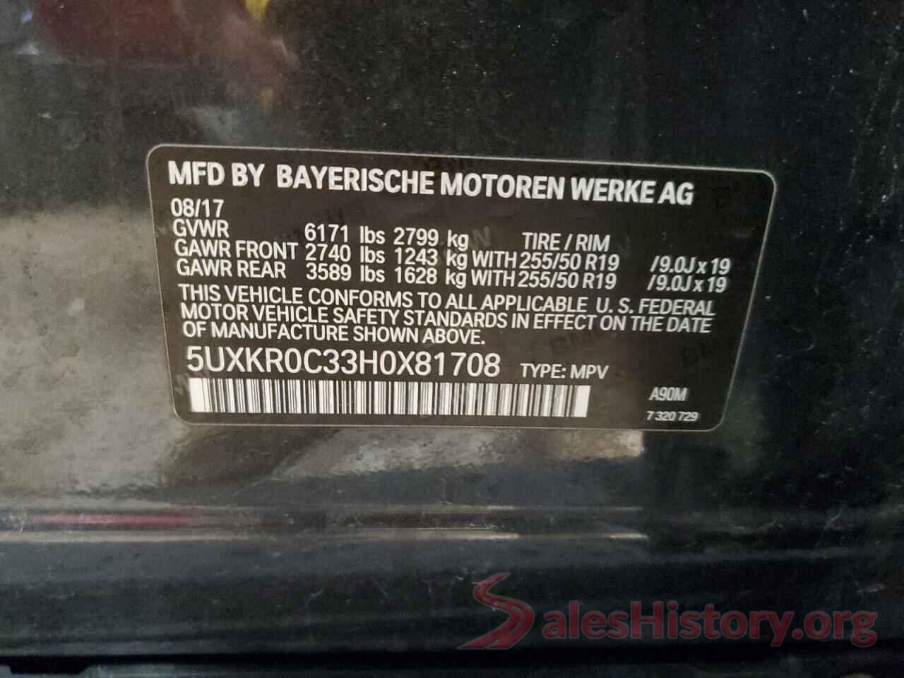 5UXKR0C33H0X81708 2017 BMW X5