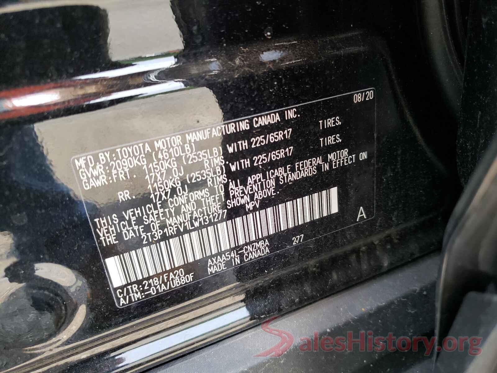 2T3P1RFV1LW131277 2020 TOYOTA RAV4