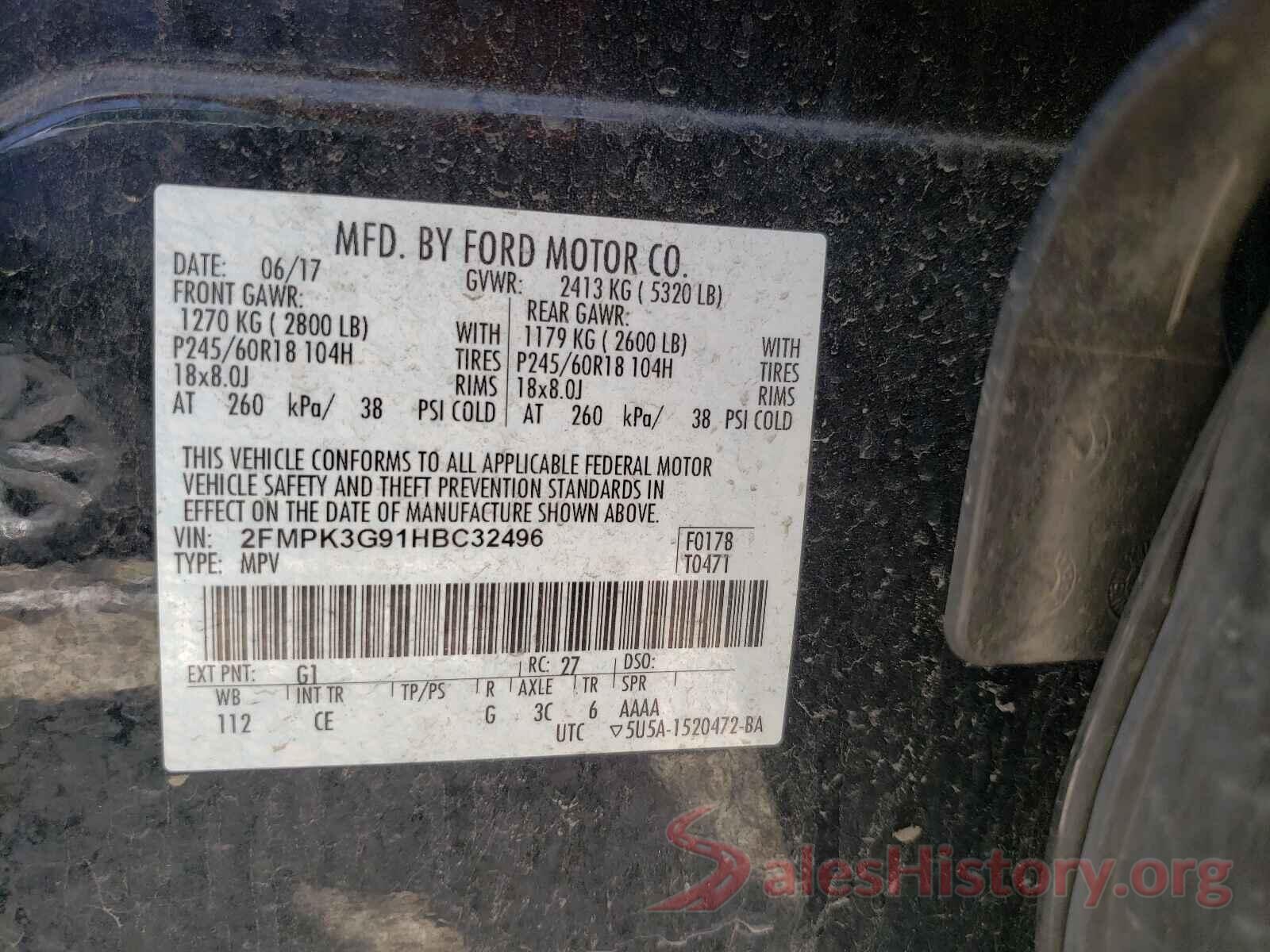 2FMPK3G91HBC32496 2017 FORD EDGE