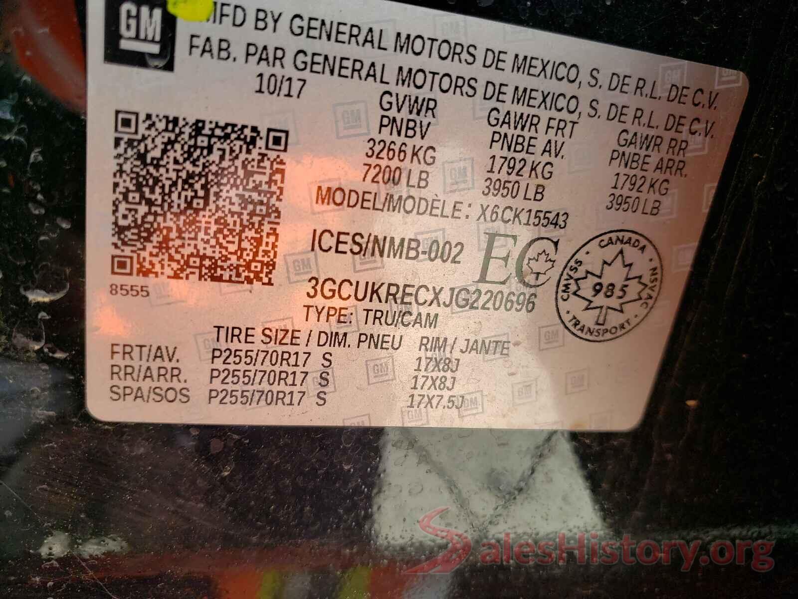 3GCUKRECXJG220696 2018 CHEVROLET SILVERADO