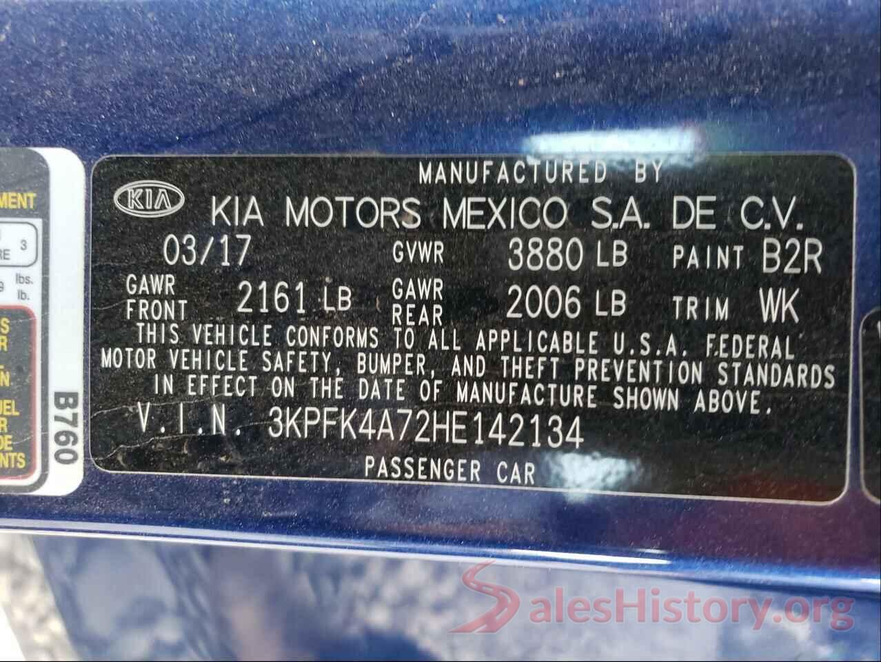 3KPFK4A72HE142134 2017 KIA FORTE