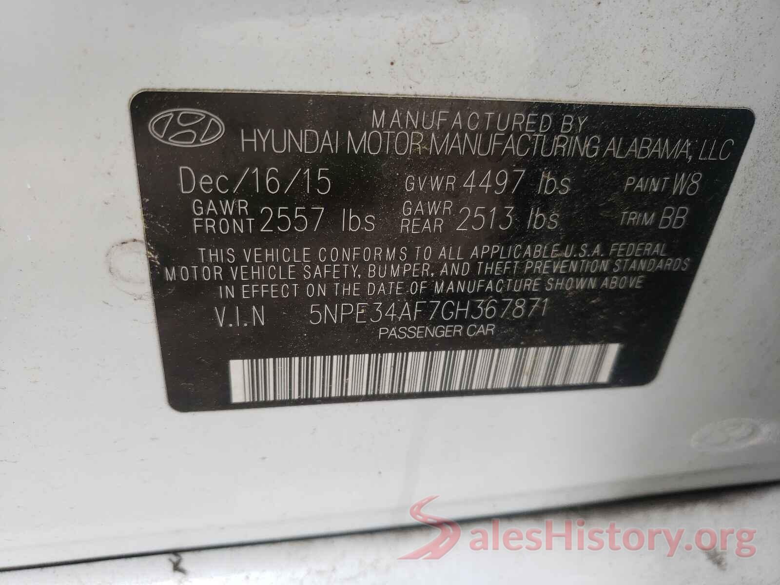 5NPE34AF7GH367871 2016 HYUNDAI SONATA