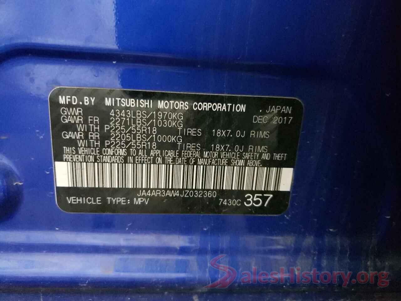 JA4AR3AW4JZ032360 2018 MITSUBISHI OUTLANDER