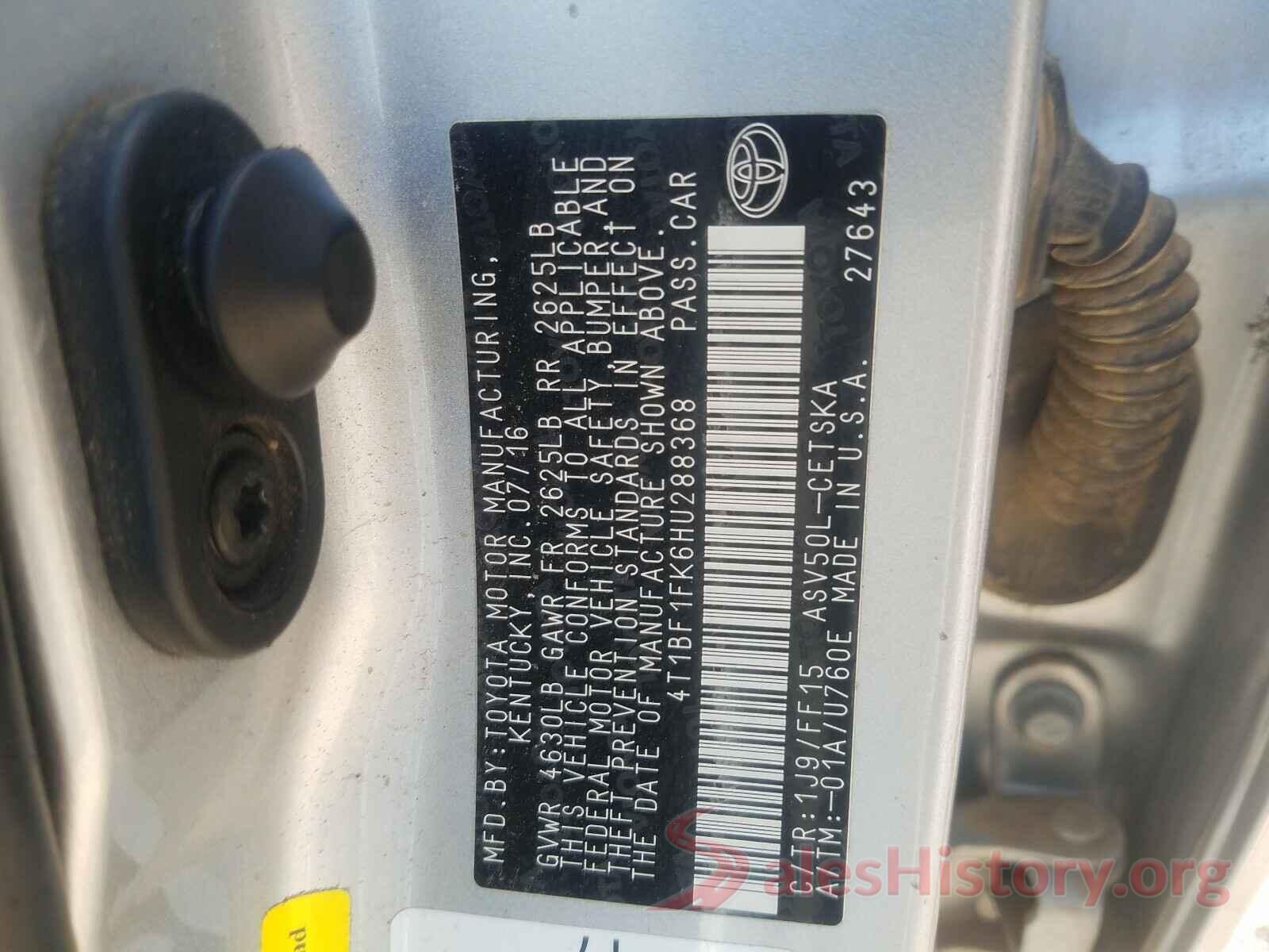 4T1BF1FK6HU288368 2017 TOYOTA CAMRY