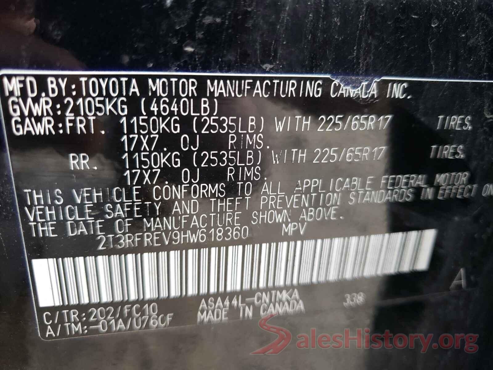 2T3RFREV9HW618360 2017 TOYOTA RAV4