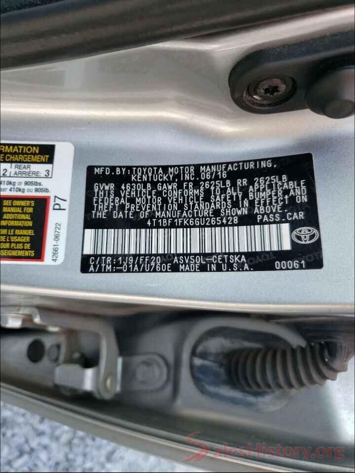 4T1BF1FK6GU265428 2016 TOYOTA CAMRY