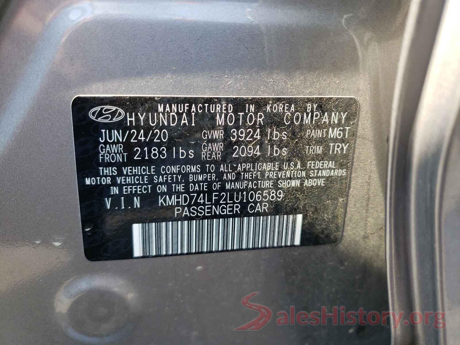 KMHD74LF2LU106589 2020 HYUNDAI ELANTRA