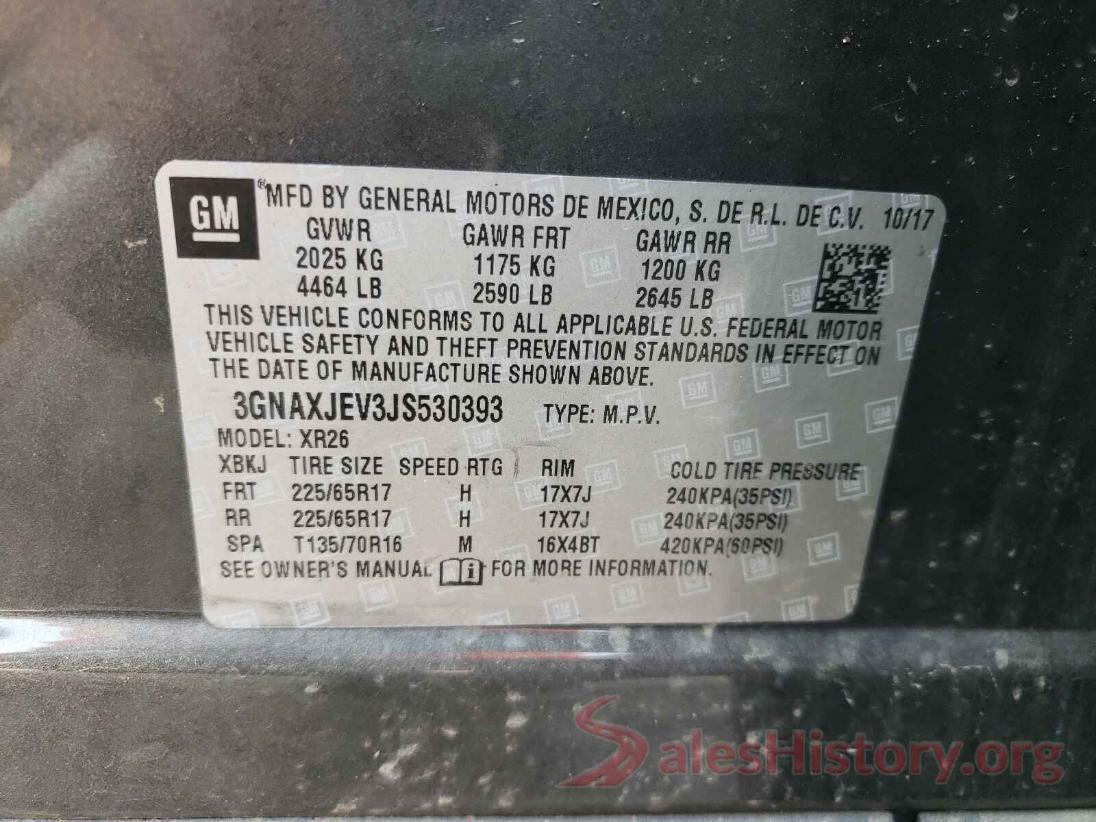 3GNAXJEV3JS530393 2018 CHEVROLET EQUINOX