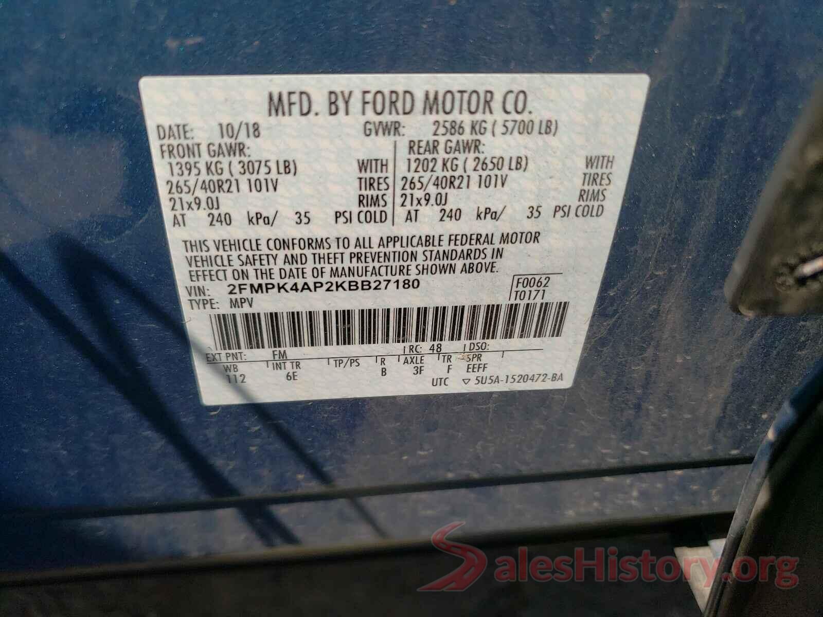 2FMPK4AP2KBB27180 2019 FORD EDGE