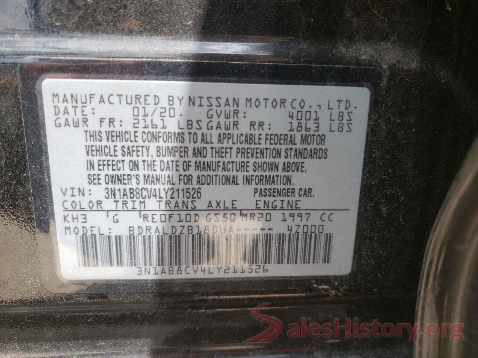 3N1AB8CV4LY211526 2020 NISSAN SENTRA