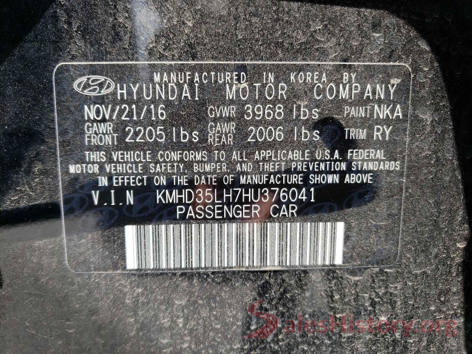 KMHD35LH7HU376041 2017 HYUNDAI ELANTRA