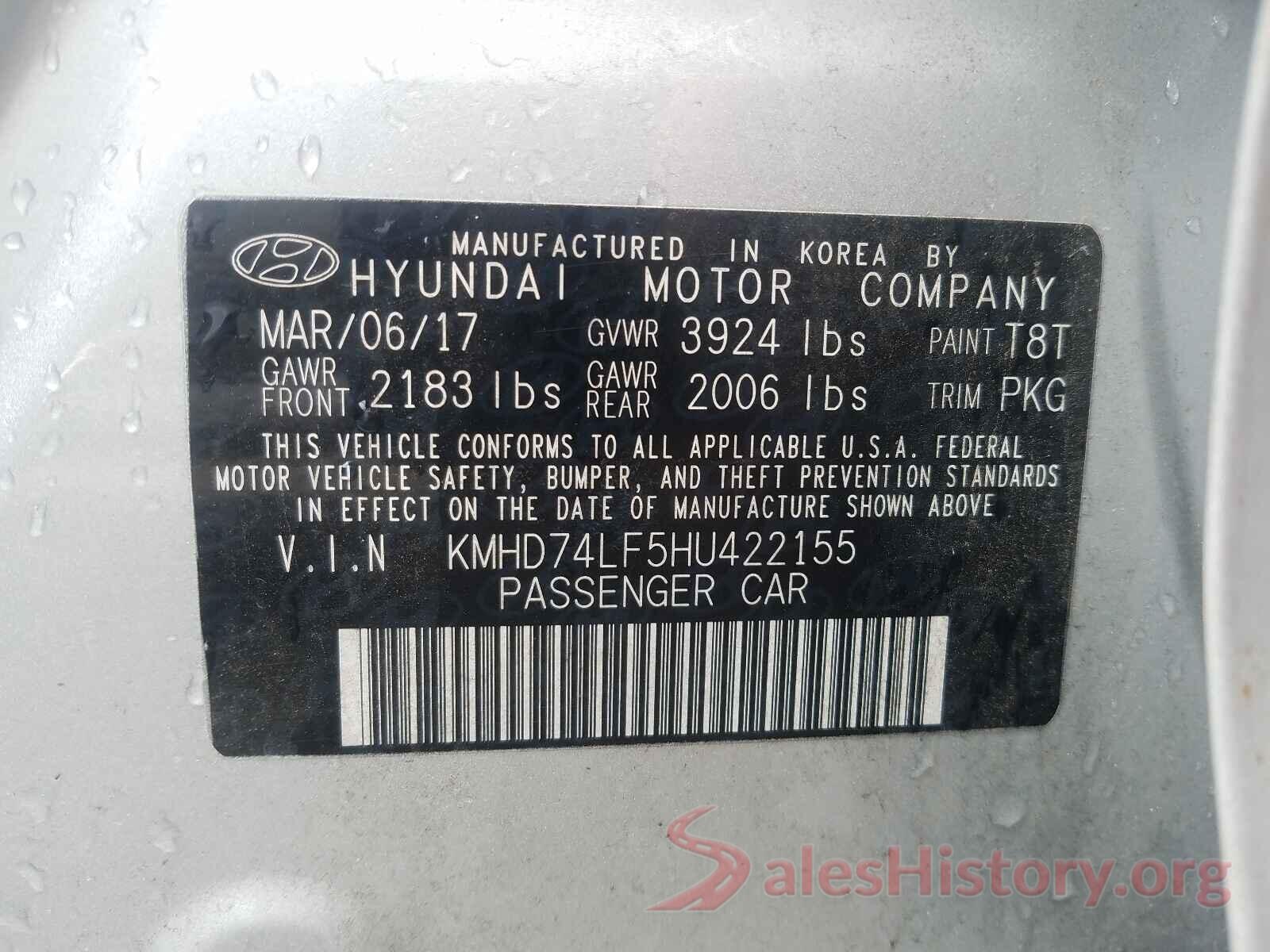 KMHD74LF5HU422155 2017 HYUNDAI ELANTRA