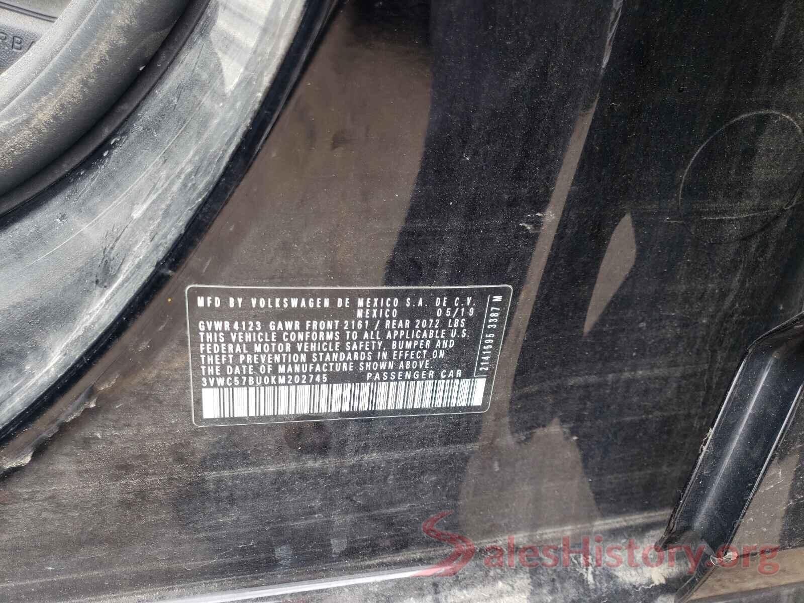 3VWC57BU0KM202745 2019 VOLKSWAGEN JETTA