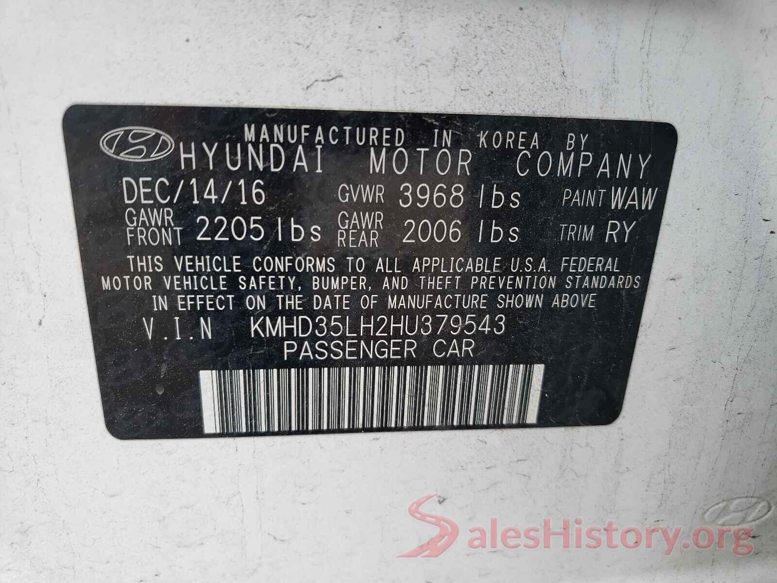 KMHD35LH2HU379543 2017 HYUNDAI ELANTRA