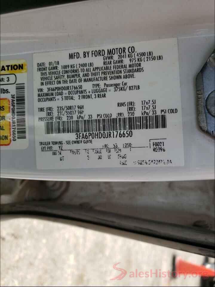 3FA6P0HD0JR176650 2018 FORD FUSION