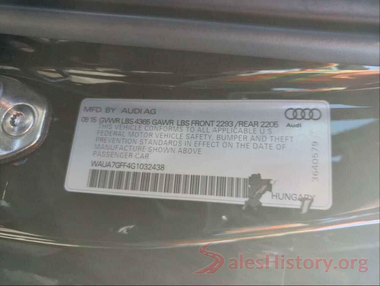 WAUA7GFF4G1032438 2016 AUDI A3