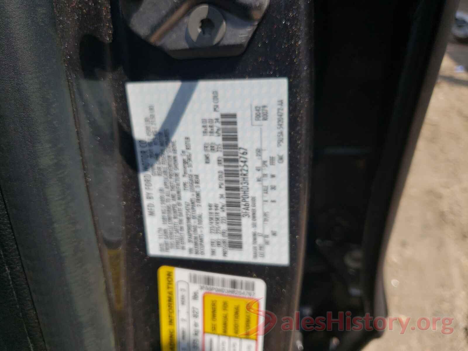 3FA6P0HD3HR254767 2017 FORD FUSION