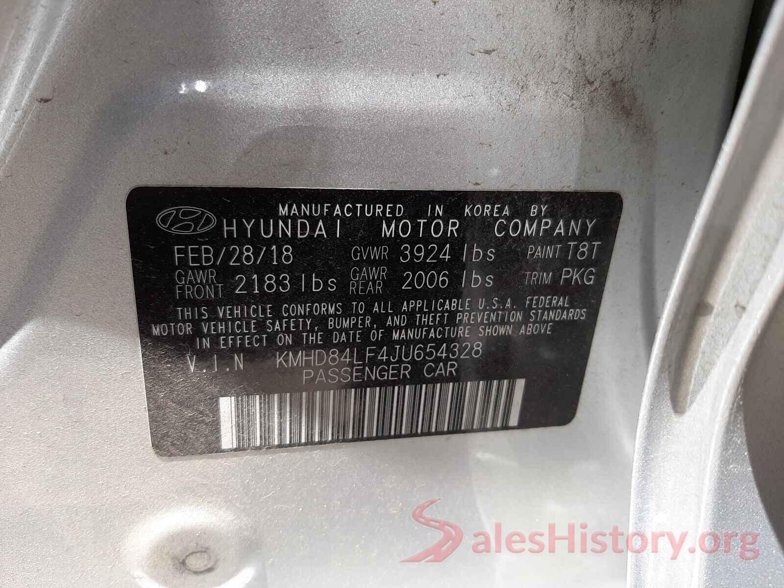 KMHD84LF4JU654328 2018 HYUNDAI ELANTRA