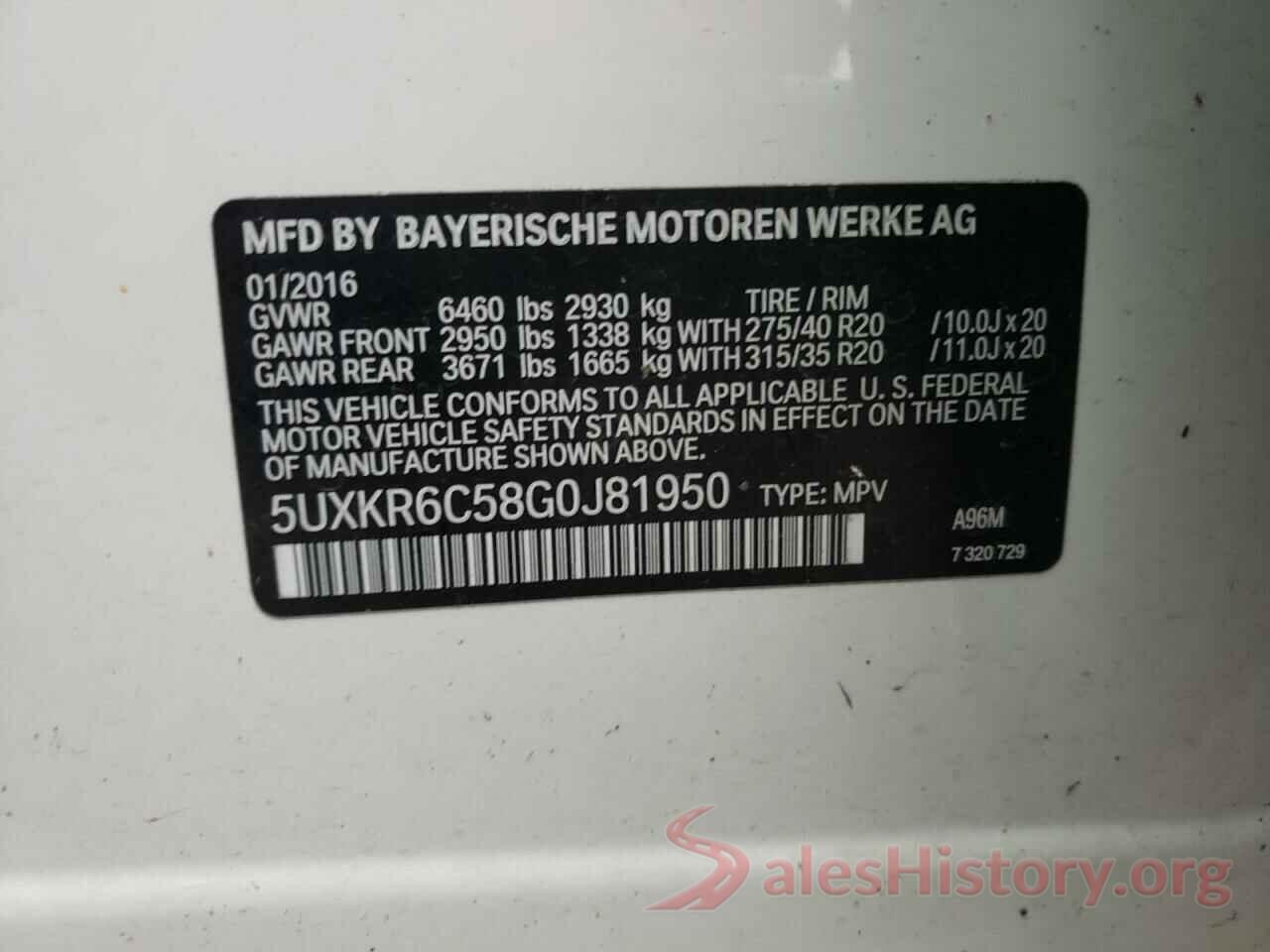 5UXKR6C58G0J81950 2016 BMW X5