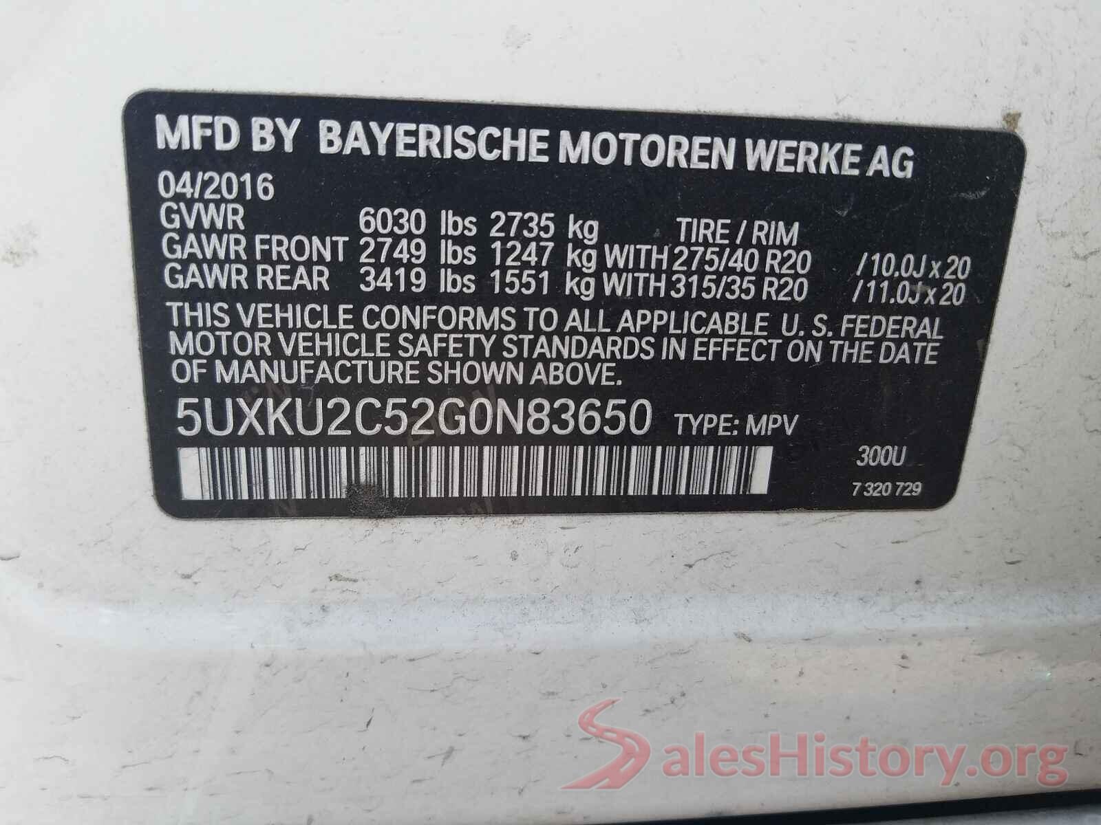 5UXKU2C52G0N83650 2016 BMW X6