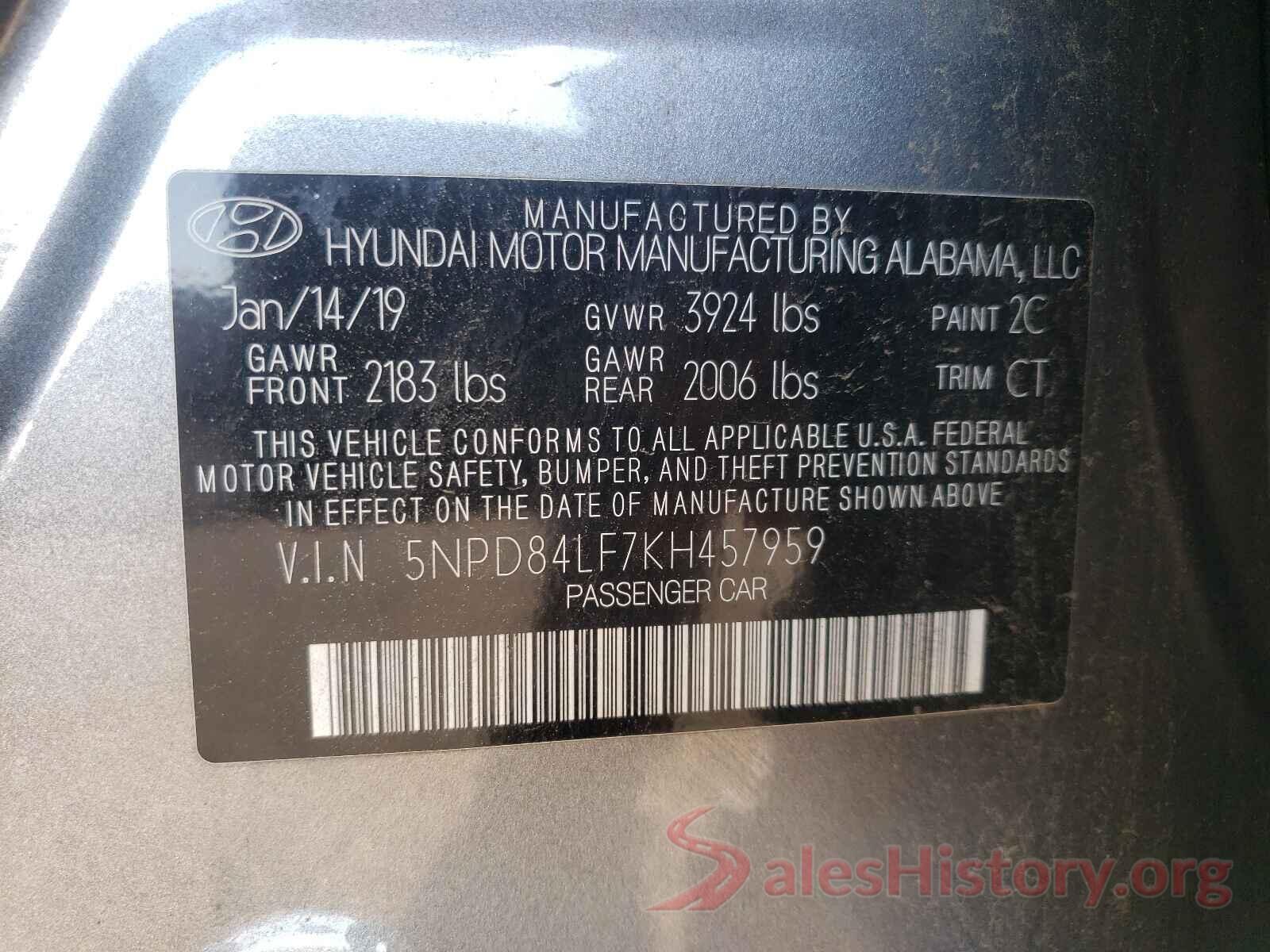 5NPD84LF7KH457959 2019 HYUNDAI ELANTRA