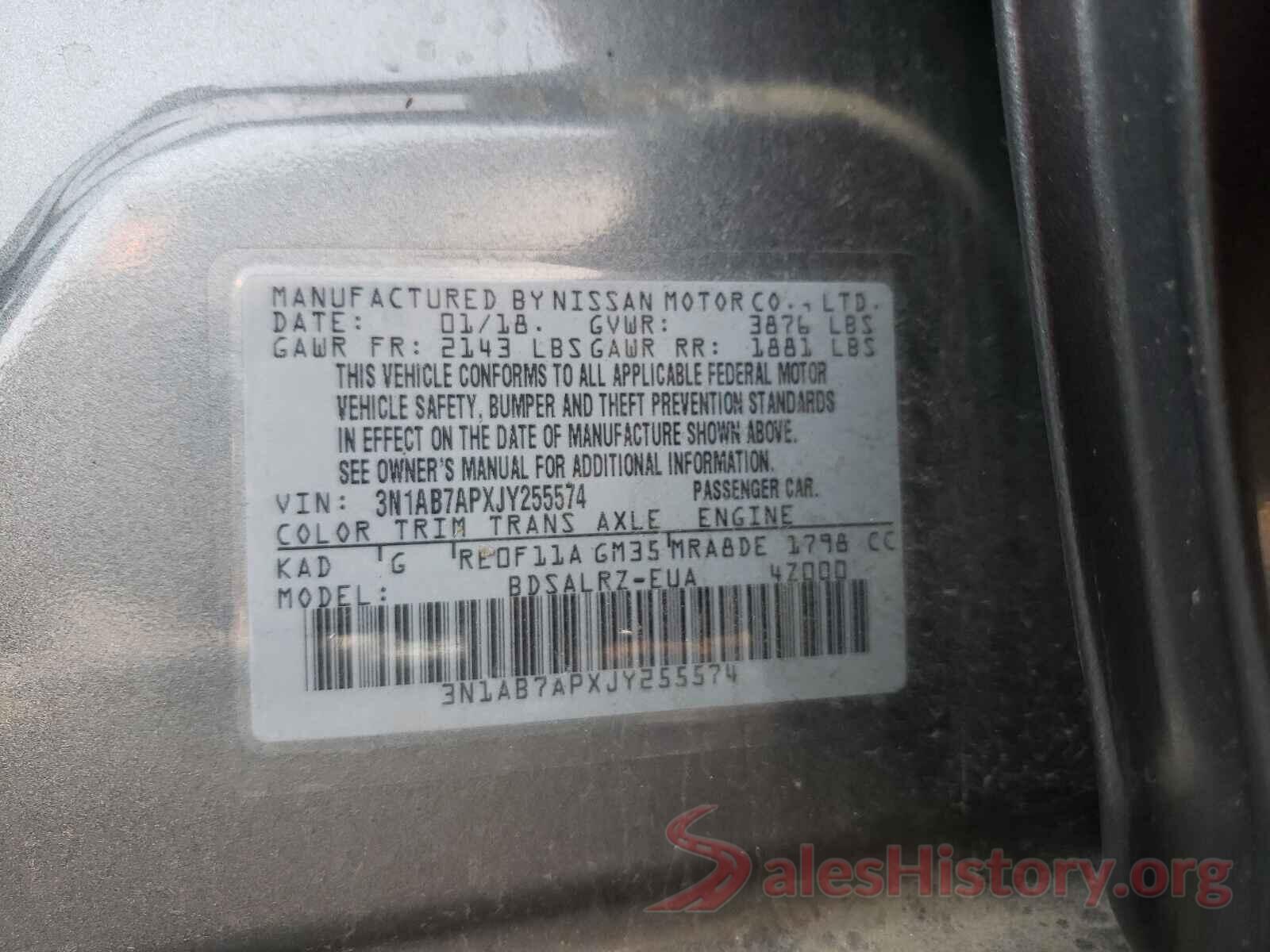 3N1AB7APXJY255574 2018 NISSAN SENTRA