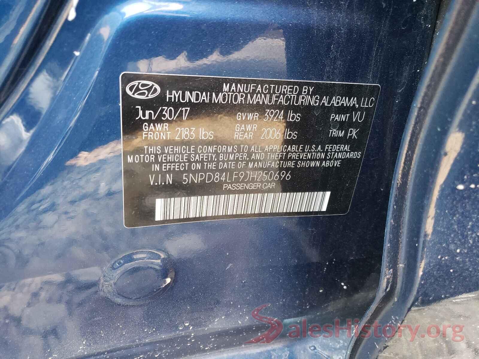 5NPD84LF9JH250696 2018 HYUNDAI ELANTRA