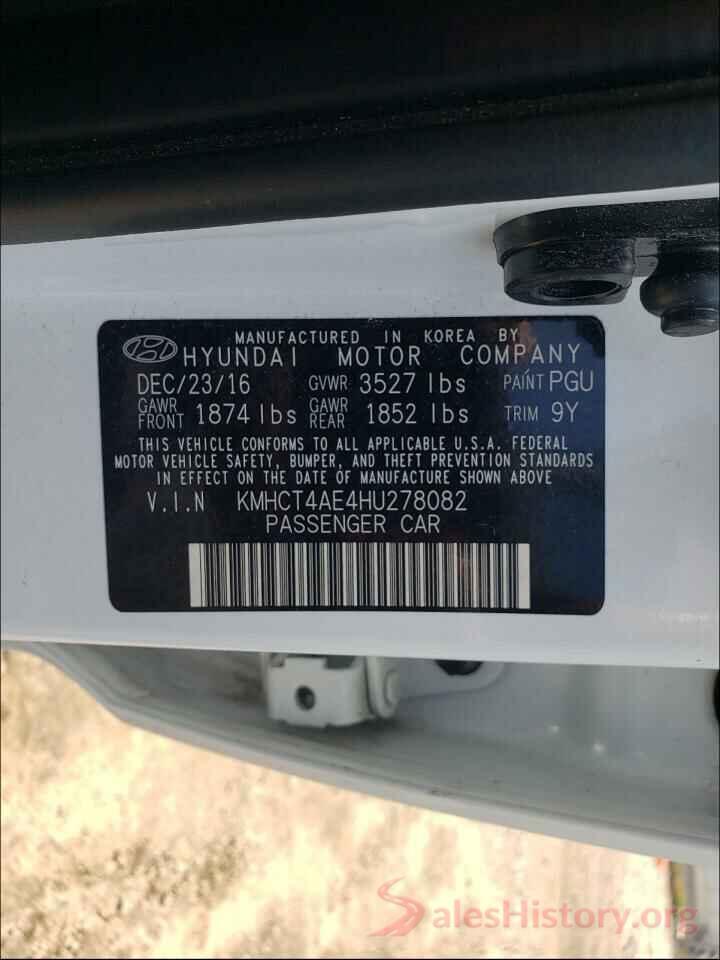 KMHCT4AE4HU278082 2017 HYUNDAI ACCENT