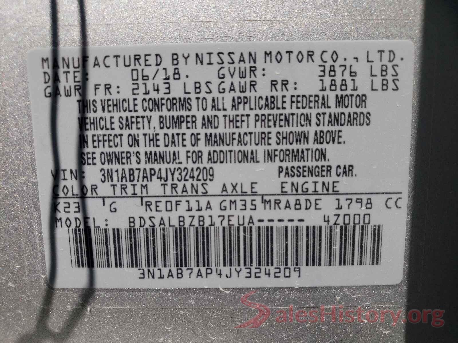 3N1AB7AP4JY324209 2018 NISSAN SENTRA