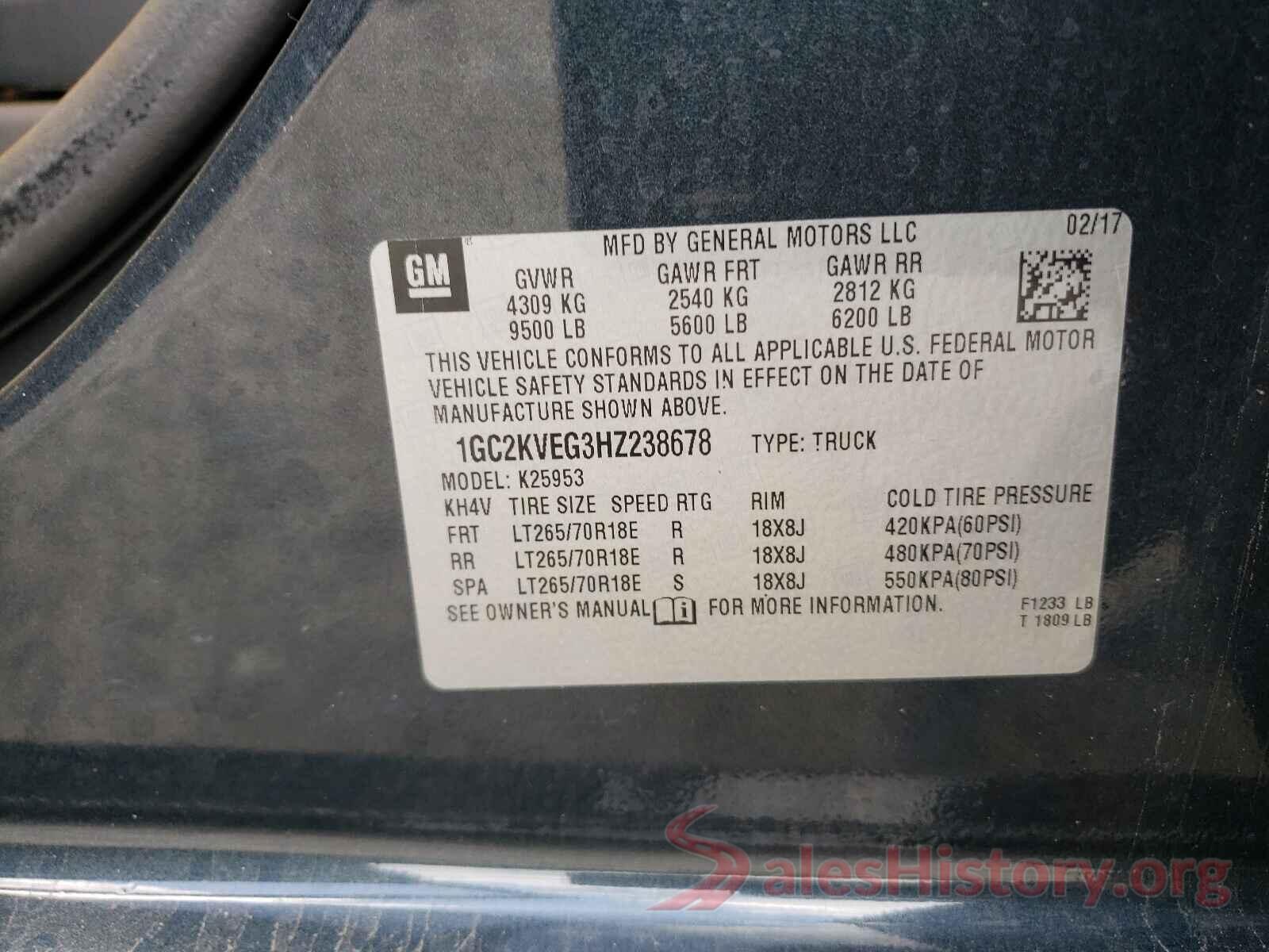 1GC2KVEG3HZ238678 2017 CHEVROLET SILVERADO