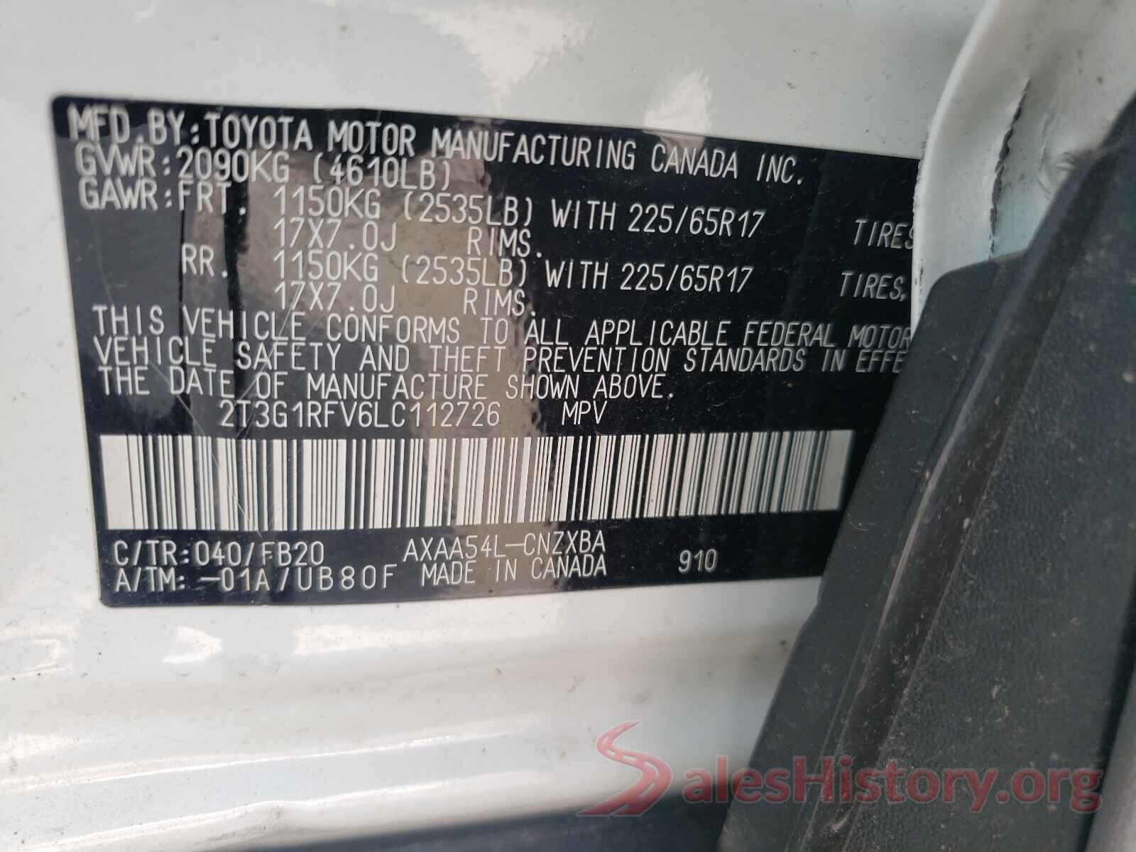 2T3G1RFV6LC112726 2020 TOYOTA RAV4