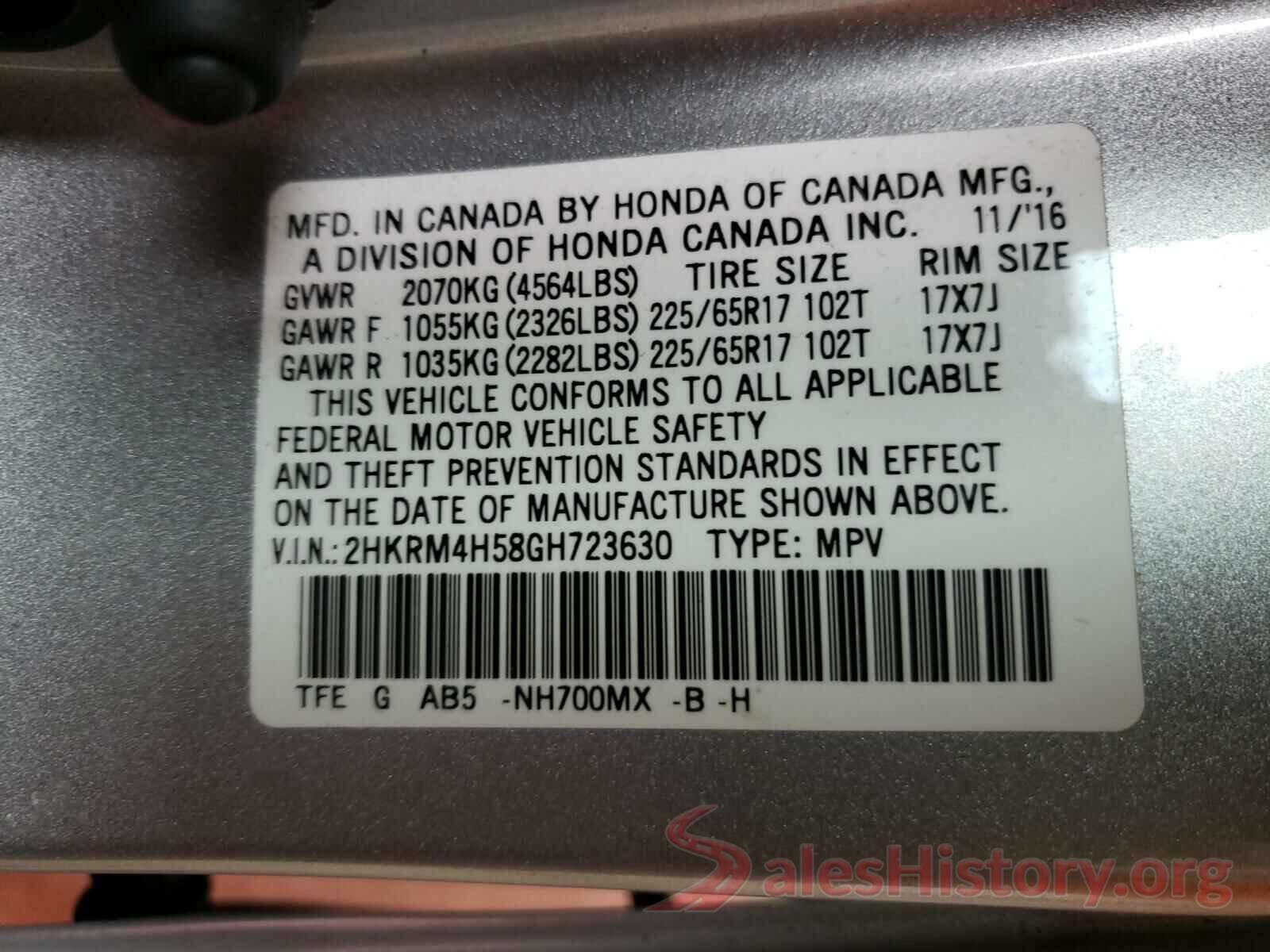 2HKRM4H58GH723630 2016 HONDA CRV