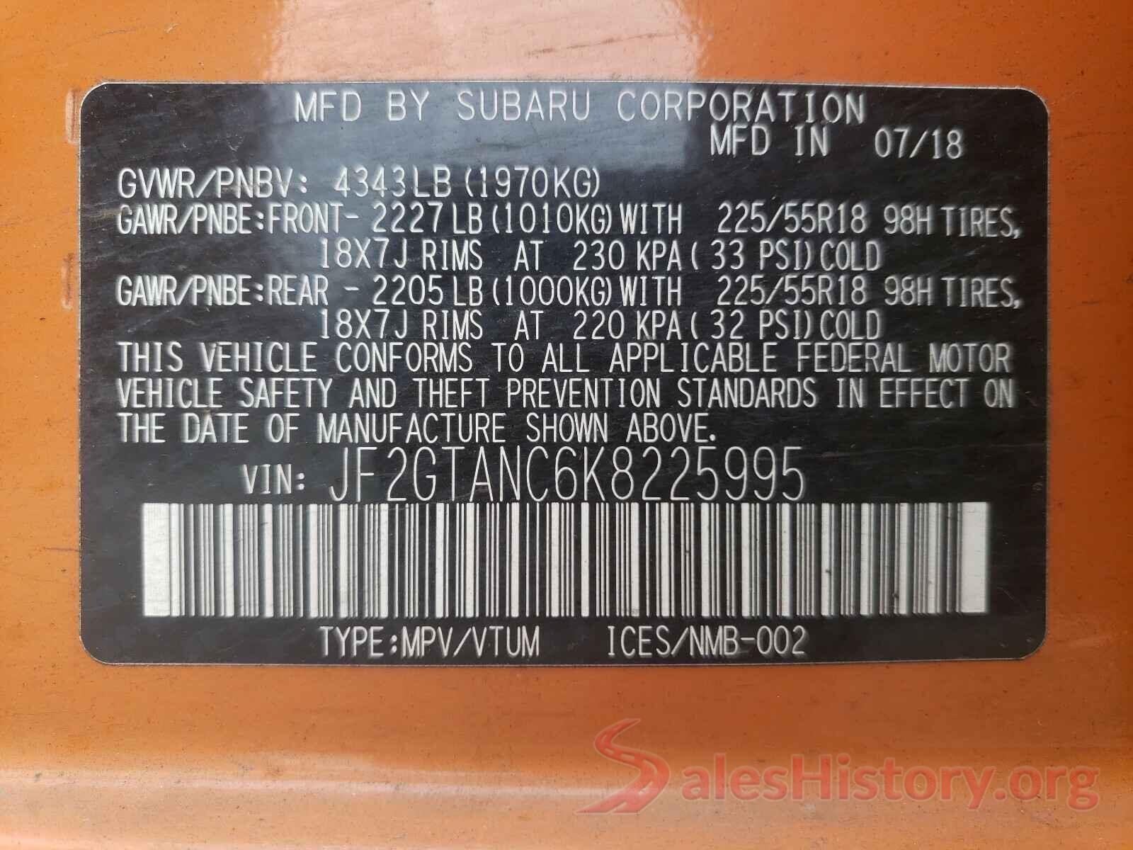 JF2GTANC6K8225995 2019 SUBARU ALL OTHER