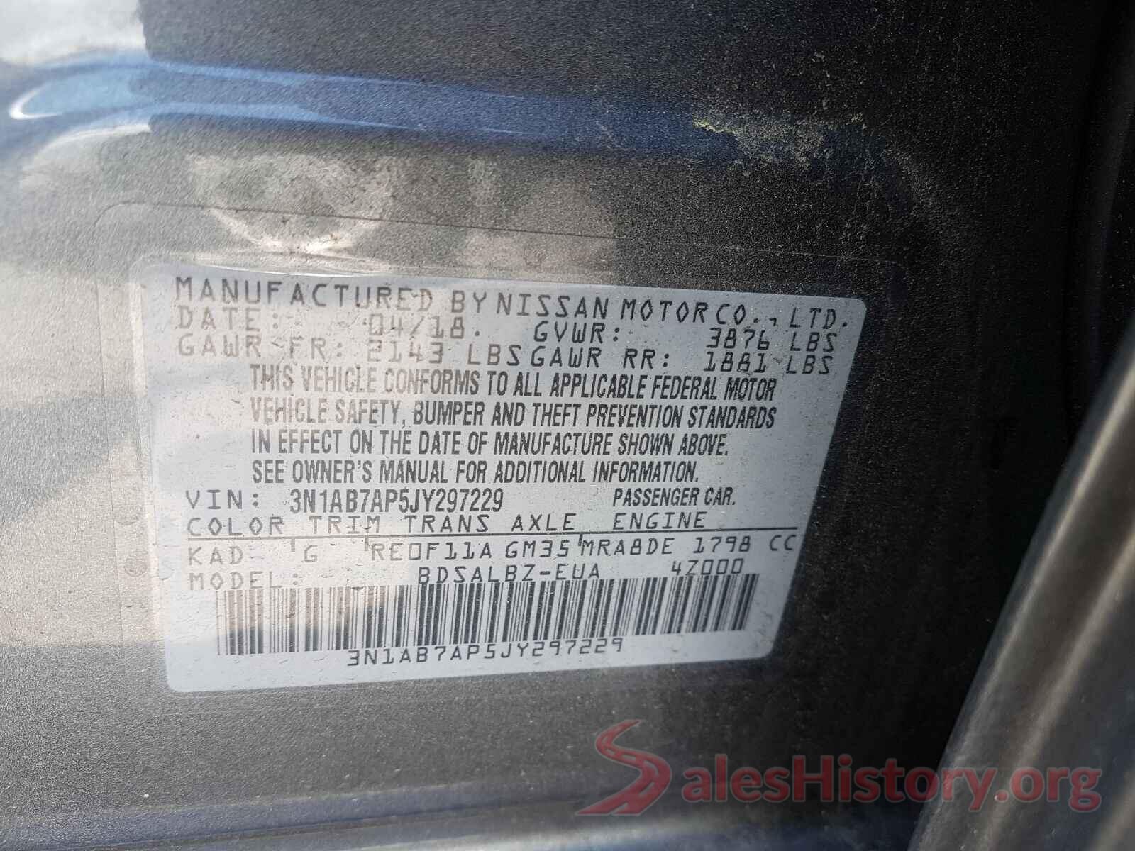 3N1AB7AP5JY297229 2018 NISSAN SENTRA