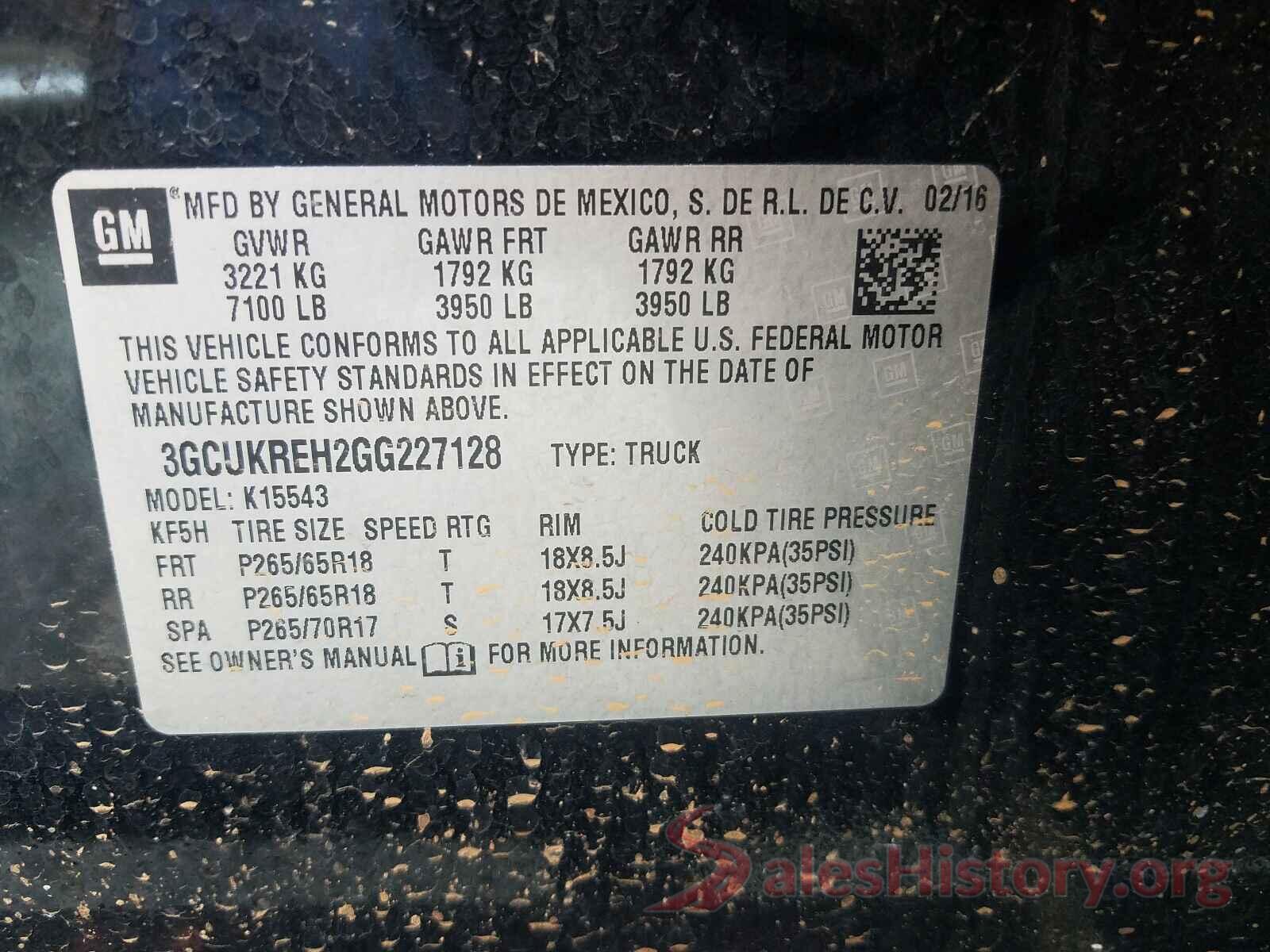 3GCUKREH2GG227128 2016 CHEVROLET SILVERADO