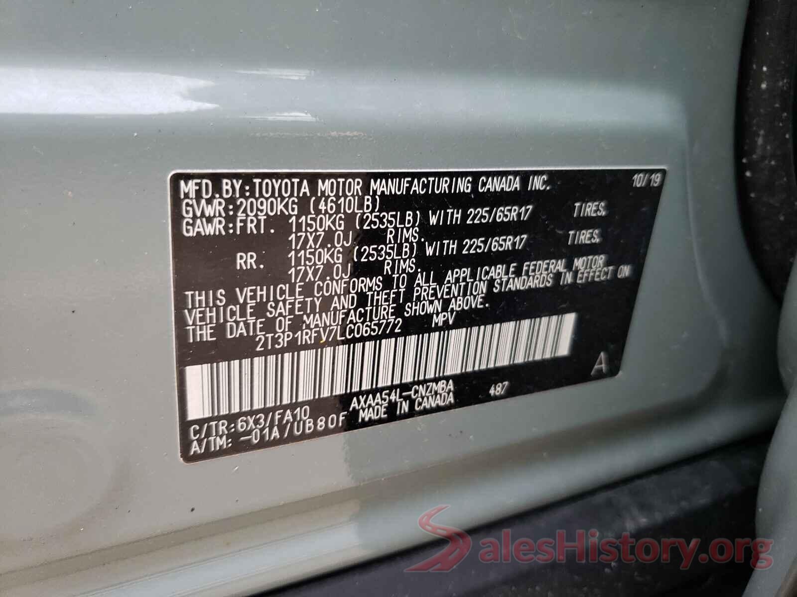 2T3P1RFV7LC065772 2020 TOYOTA RAV4