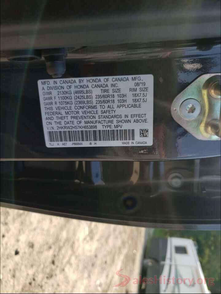 2HKRW2H57KH653898 2019 HONDA CRV