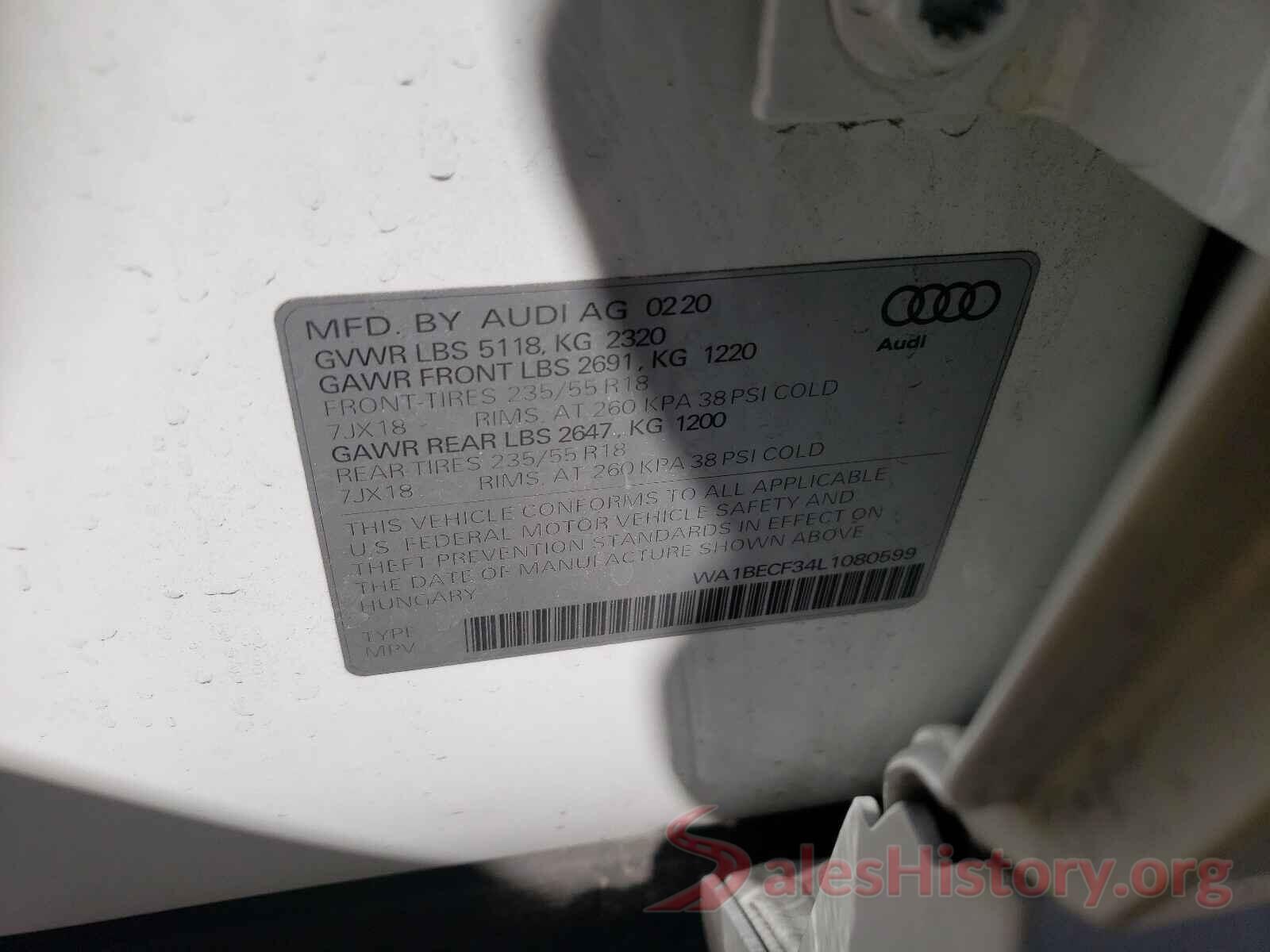 WA1BECF34L1080599 2020 AUDI Q3