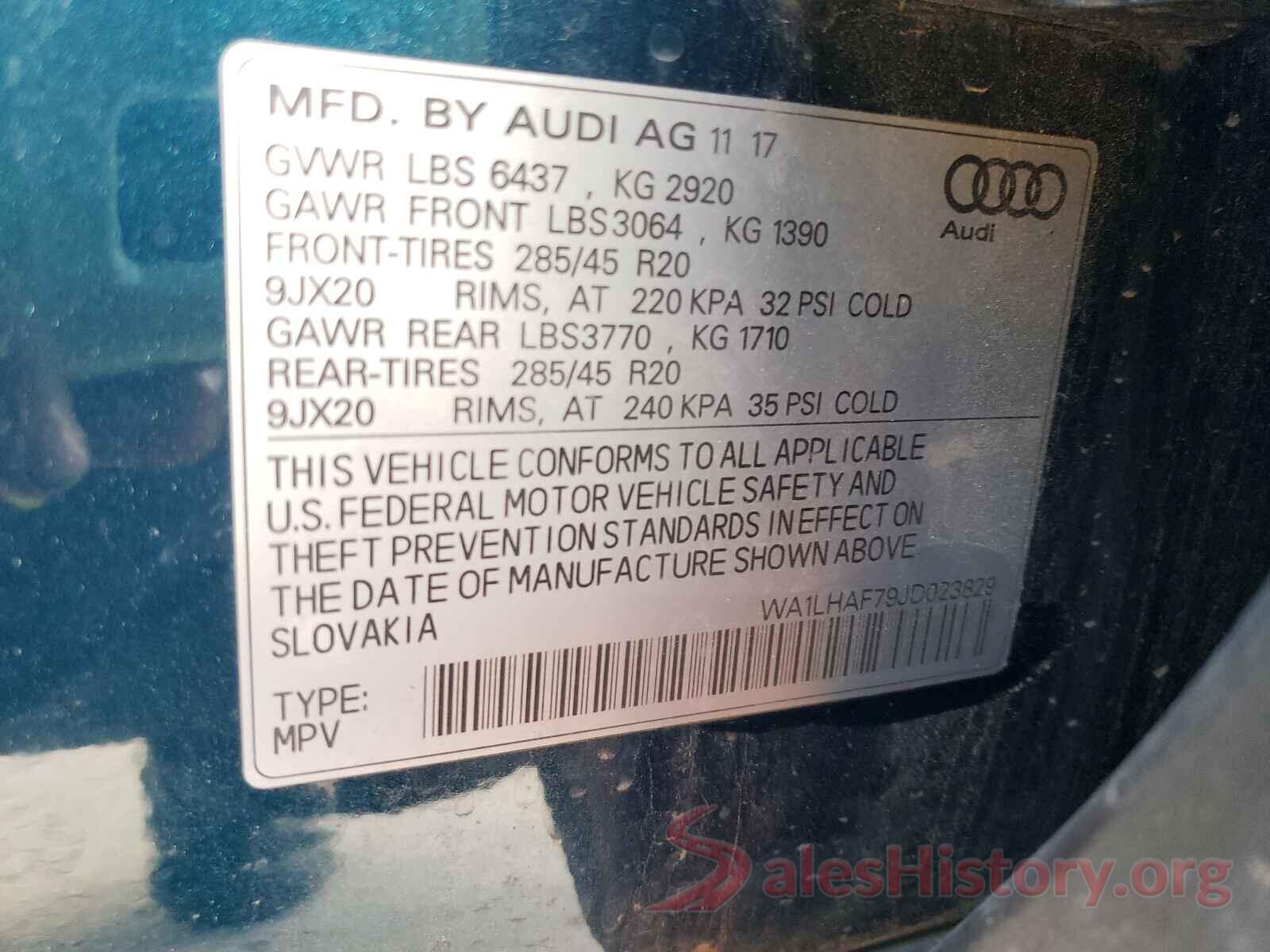 WA1LHAF79JD023829 2018 AUDI Q7