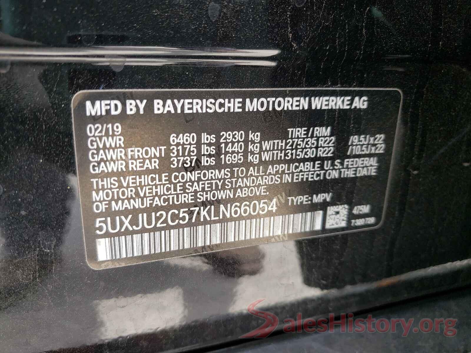 5UXJU2C57KLN66054 2019 BMW X5