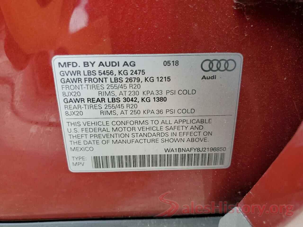 WA1BNAFY8J2196850 2018 AUDI Q5