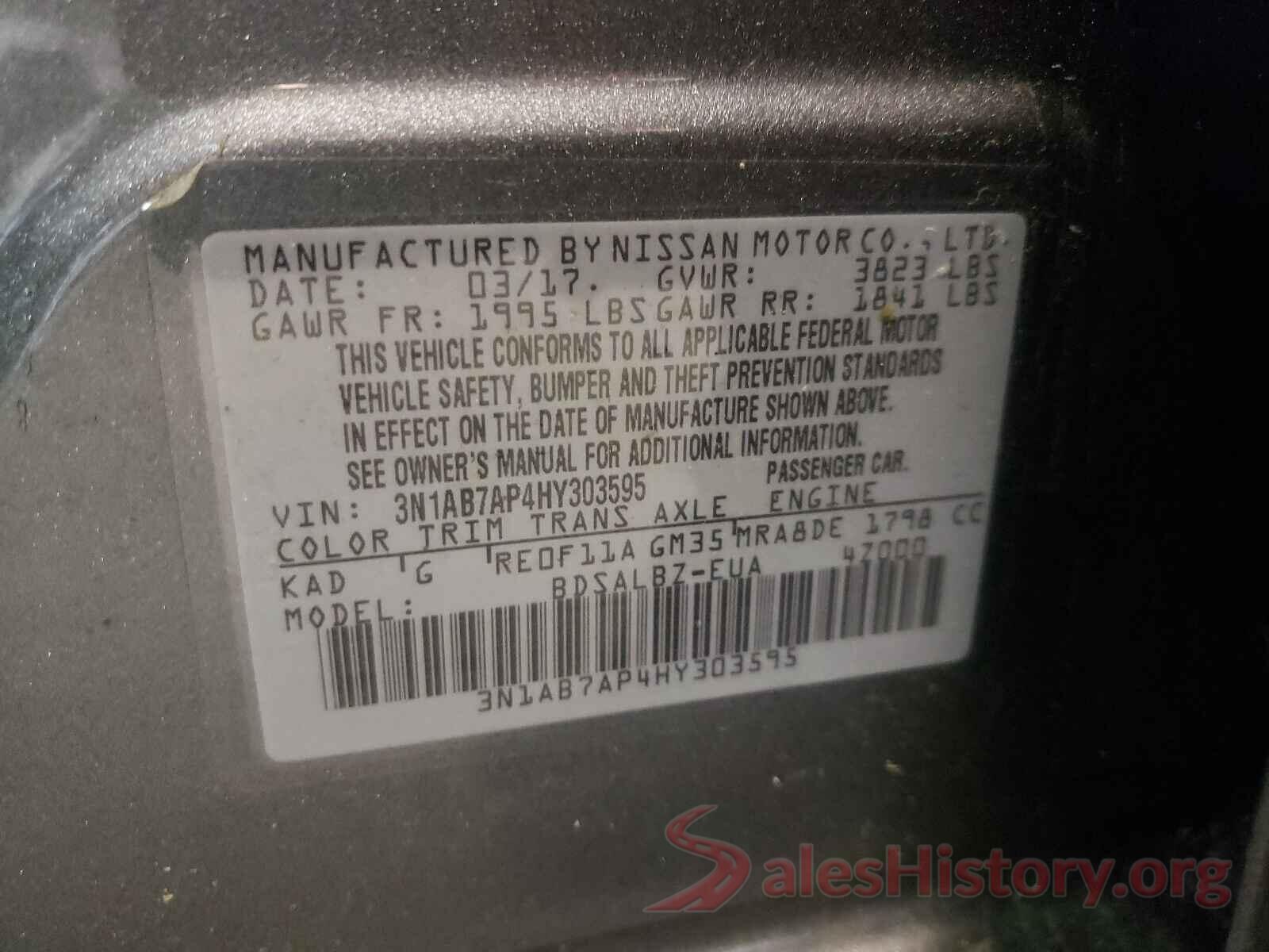 3N1AB7AP4HY303595 2017 NISSAN SENTRA