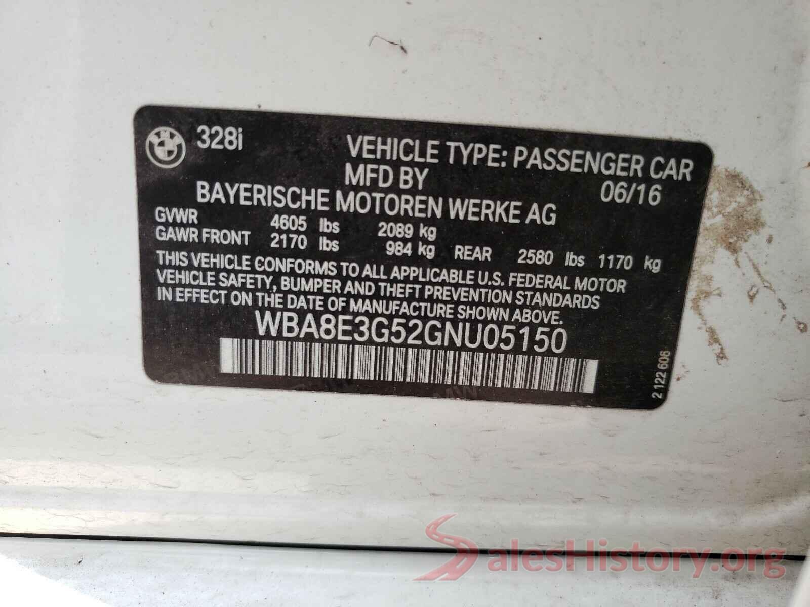 WBA8E3G52GNU05150 2016 BMW 3 SERIES